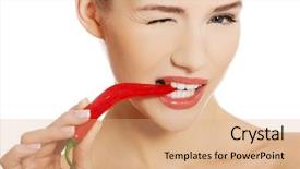  Presentation with chili plants - Amazing slide set having topless woman with chili pepper backdrop and a coral colored foreground