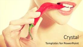  Presentation with chili - Audience pleasing theme consisting of topless woman with chili pepper backdrop and a blonde colored foreground