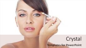  Presentation with eye shadow - Audience pleasing presentation theme consisting of topless woman with sexy pout backdrop and a coral colored foreground