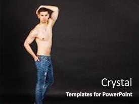 Topless Young Brunet In Jeans PPT template 53 | CrystalGraphics