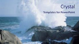  Presentation with rocky shore - Colorful PPT theme enhanced with topographical - ocean waves breaking backdrop and a sky blue colored foreground