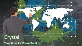  Presentation with wall paint - Theme featuring topographical maps - digital composite of businessman drawing background and a tawny brown colored foreground