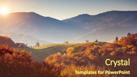  Presentation with autumn morning - Beautiful PPT theme featuring topographie - majestic colorful landscape with sunny backdrop and a tawny brown colored foreground