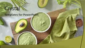  Presentation with green fresh food - Cool new slide deck with topped with avocado asparagus ans backdrop and a mint green colored foreground