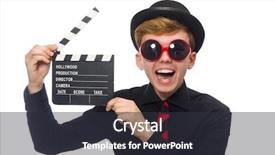  Presentation with clapper - Audience pleasing presentation consisting of toppers - positive boy with clapper board backdrop and a dark gray colored foreground