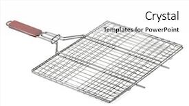  Presentation with grill - Slides with toppers - stainless barbecue grill camping basket background and a white colored foreground