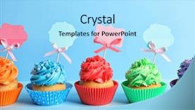  Presentation with cupcakes - Cool new slide deck with toppers - tasty cupcakes on color background backdrop and a arctic colored foreground