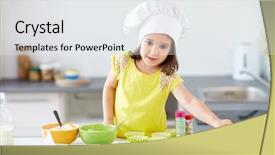  Presentation with cooking - Colorful slide set enhanced with concept - little girl in chef backdrop and a white colored foreground
