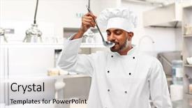  Presentation with indian restaurant - Beautiful slide set featuring toque tasting food from ladle backdrop and a light gray colored foreground