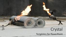  Presentation with roll - Theme with torch blowpipes with open flame background and a light gray colored foreground