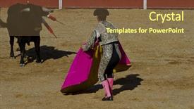  Presentation with spain - Theme enhanced with torero and bull in bullfight background and a tawny brown colored foreground
