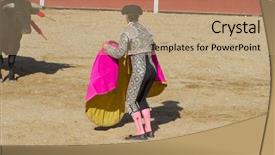  Presentation with spain - Slide deck featuring torero and bull in bullfight background and a coral colored foreground