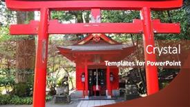  Presentation with city japan - Beautiful PPT theme featuring torii-gate-and-pavilion backdrop and a tawny brown colored foreground