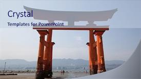  Presentation with japan - Cool new presentation theme with torii gate at miyajima japan backdrop and a sky blue colored foreground
