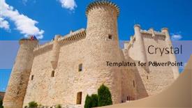  Presentation with castle - PPT layouts consisting of torija-castle-in-castilla-la background and a coral colored foreground