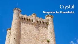  Presentation with castle - Theme having torija-castle-in-castilla-la background and a teal colored foreground