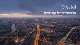  Presentation with highways - PPT theme enhanced with river at evening in moscow background and a ocean colored foreground