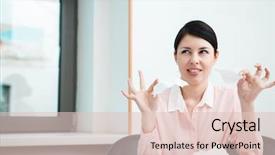  Presentation with old papers - PPT theme consisting of torn contract - business woman sitting her desk background and a  colored foreground