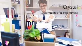  Presentation with work - Amazing PPT layouts having torn contract - employee being fired from work backdrop and a mint green colored foreground