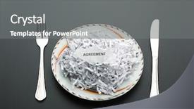  Presentation with manilla folder open papers - Beautiful slides featuring torn contract - heap of shredded papers backdrop and a gray colored foreground