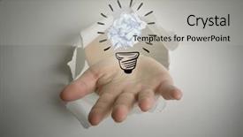  Presentation with old crumpled paper violence against women - Cool new PPT theme with torn designer - hand bursting through paper backdrop and a light gray colored foreground