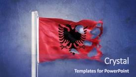  Presentation with albania - Colorful presentation enhanced with torn flag of albania flying backdrop and a  colored foreground