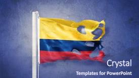  Presentation with colombia - Slide deck enhanced with torn flag of colombia flying background and a ocean colored foreground