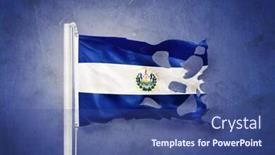  Presentation with flying - Colorful slide set enhanced with torn flag of el salvador flying against grunge background backdrop and a ocean colored foreground