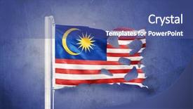  Presentation with malaysia flag - Slide deck consisting of torn flag of malaysia flying background and a ocean colored foreground