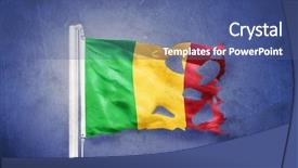  Presentation with mali empire - Cool new PPT layouts with torn flag of mali flying backdrop and a ocean colored foreground