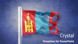  Presentation with mongolia - PPT layouts enhanced with torn flag of mongolia flying background and a ocean colored foreground