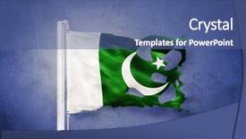  Presentation with pakistan flag - PPT layouts having torn flag of pakistan flying background and a ocean colored foreground