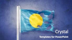  Presentation with vintage philippines flag on grunge - Cool new theme with torn flag of palau flying backdrop and a ocean colored foreground