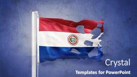  Presentation with flag - Beautiful slide deck featuring torn-flag-of-paraguay-flying backdrop and a ocean colored foreground