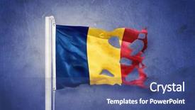  Presentation with romania - Cool new PPT layouts with torn flag of romania flying backdrop and a ocean colored foreground