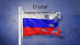  Presentation with russia america - Slide deck consisting of torn flag of russia flying background and a  colored foreground