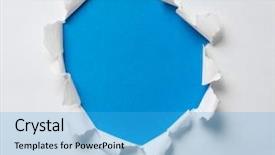  Presentation with torn paper - Presentation enhanced with torn hole on the paper background and a  colored foreground