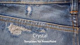  Presentation with jeans blue denim texture - Slide deck enhanced with torn-jeans-pocket-denim-background background and a gray colored foreground