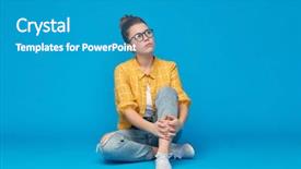  Presentation with hair tools and hairdressing concept - PPT layouts with torn jeans sitting on floor background and a teal colored foreground