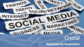  Presentation with newspaper headlines - Colorful slide set enhanced with torn newspaper headlines reading marketing backdrop and a teal colored foreground