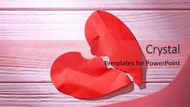  Presentation with god torn paper - Amazing theme having torn paper heart on wooden backdrop and a  colored foreground