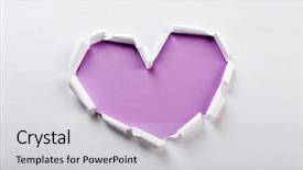  Presentation with purple heart - Theme featuring torn paper heart over purple background and a light gray colored foreground
