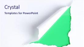  Presentation with torn paper - Presentation theme with torn paper with green background background and a sky blue colored foreground