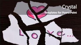  Presentation with love words - Slides featuring torn paper with words love close-up on wooden table background and a wine colored foreground