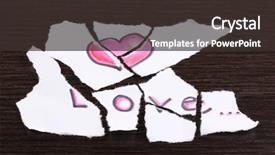  Presentation with love words - PPT theme having torn paper with words love close-up on wooden table background and a tawny brown colored foreground