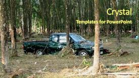  Presentation with tsunami - Presentation design enhanced with tornado damage - car wrapped around tree background and a tawny brown colored foreground