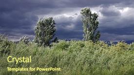  Presentation with green grass under the snow - Cool new theme with tornado damage - trees and grass bendings backdrop and a tawny brown colored foreground
