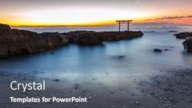  Presentation with city japan - Cool new presentation theme with toroii japanese shrine gate sunrise at sea oarai city ibaraki japan backdrop and a ocean colored foreground