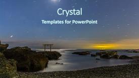  Presentation with sunrise in the city - Audience pleasing PPT theme consisting of toroii japanese shrine gate sunrise backdrop and a ocean colored foreground