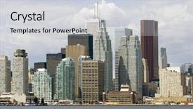 Presentation with toronto - Slide set featuring towers of toronto's financial background and a light gray colored foreground